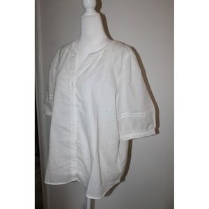 Two Color Grid Pattern beachlunchlounge | Tops | Beachlunchlounge White Cotton Dobby Grid Puff ...